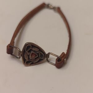 Brown Leather Bracelet with Sterling Silver Accent